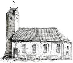 De kerk in 1848 getekend door A. Martin